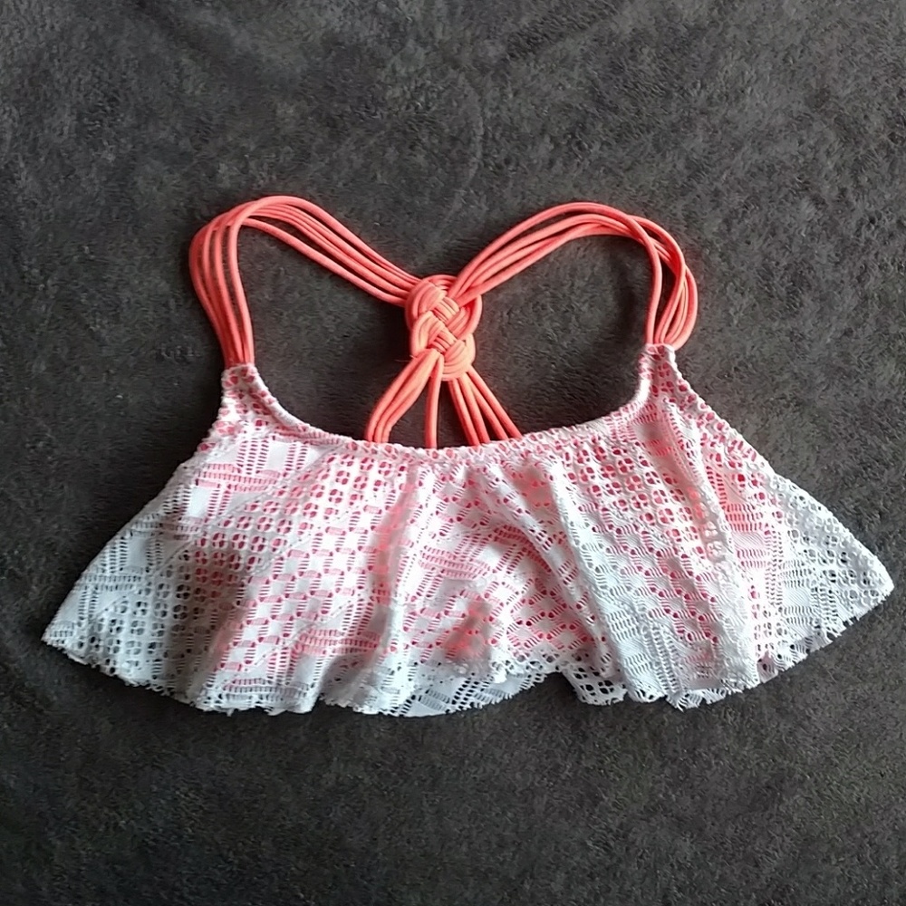 White and Peach Bikin Top w/Mesh Swim Top